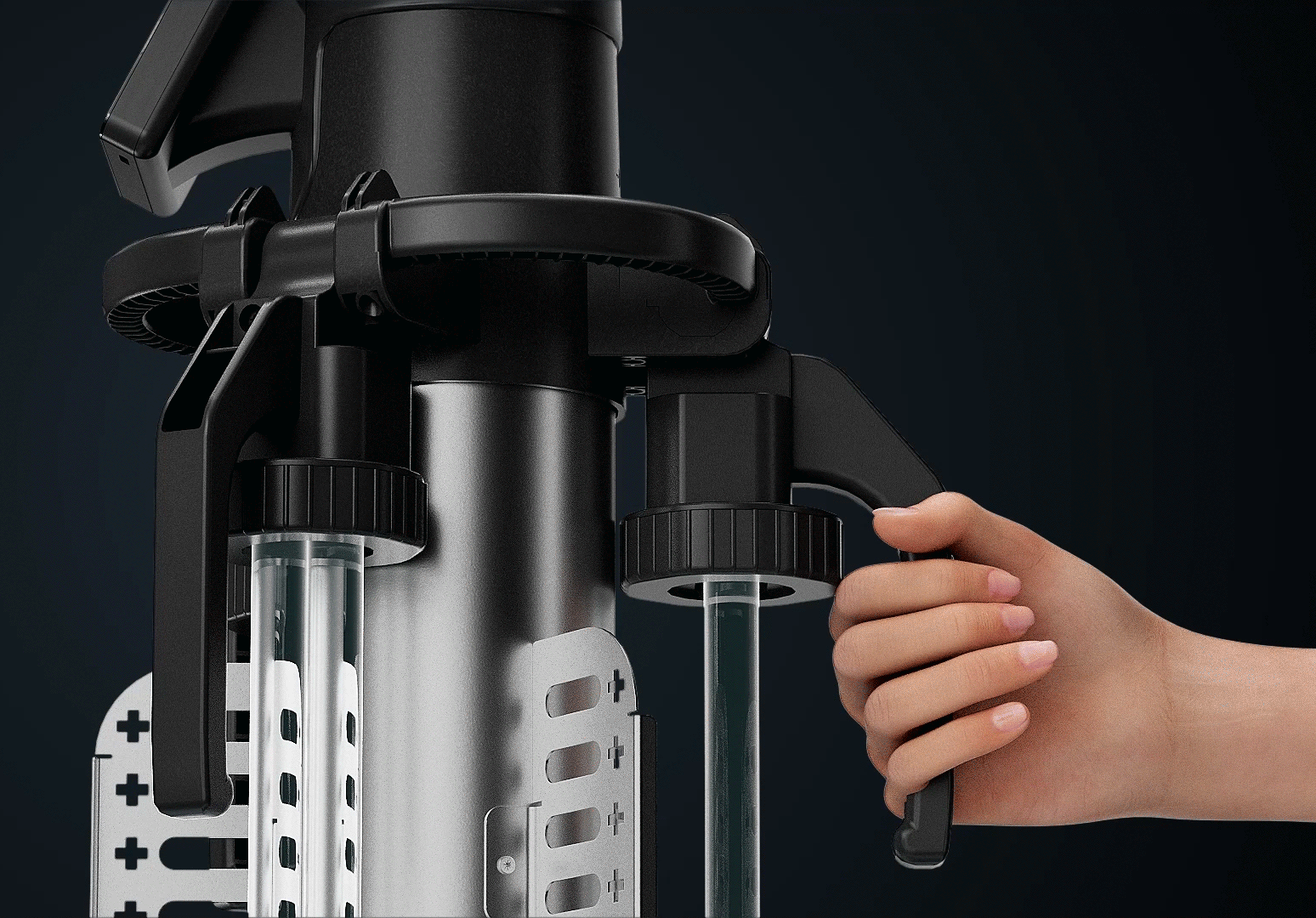 One-handed lamp angle adjustment with damping structure