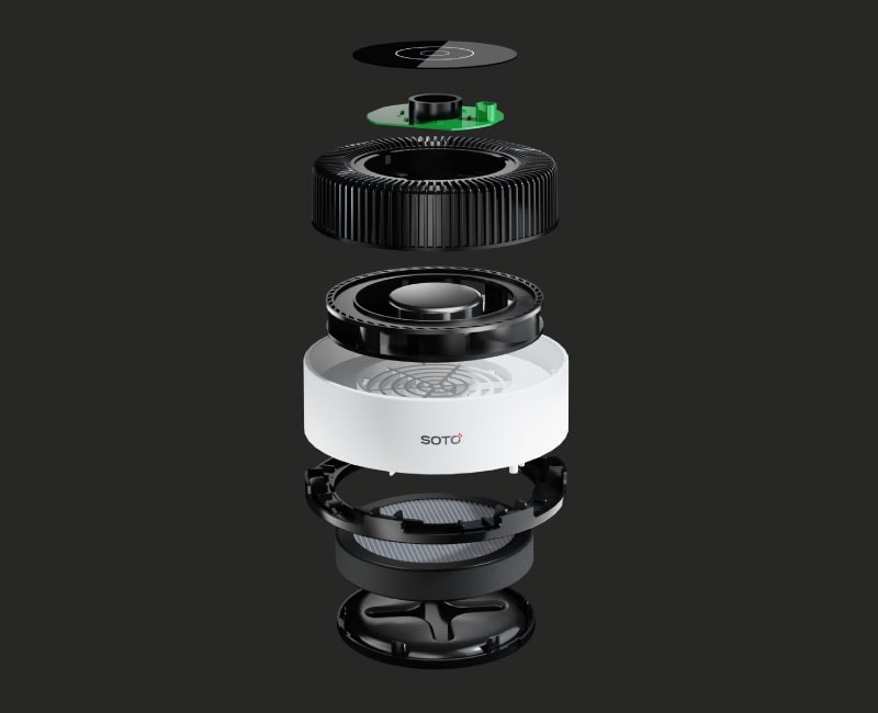 A simple and rational structural design incorporating a 360-degree air inlet to ensure optimal performance